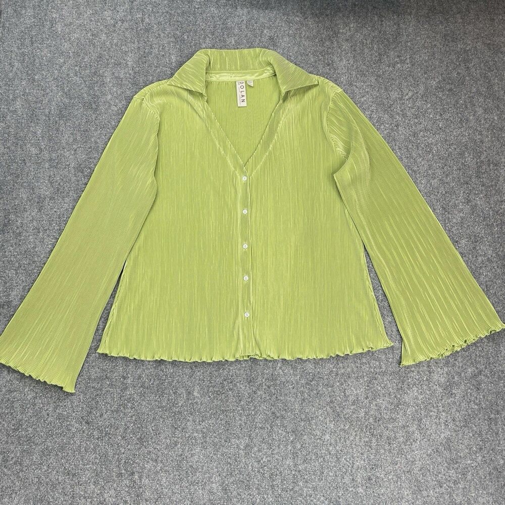 Anthropologie Dolan Lettuce Hem Top Size XL Flare Sleeve Accordion Pleat Stretch
